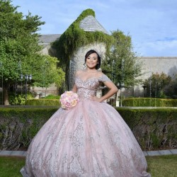 Off Shoulder Rose Gold Quinceanera Dress Sequin Sweetheart Neck 15 Dresses