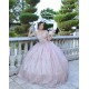 Off Shoulder Rose Gold Quinceanera Dress Sequin Sweetheart Neck 15 Dresses