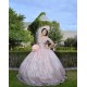 Off Shoulder Rose Gold Quinceanera Dress Sequin Sweetheart Neck 15 Dresses