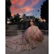 Off Shoulder Rose Gold Quinceanera Dress V Neck Vestidos De 15 Anos