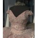 Off Shoulder Rose Gold Quinceanera Dresses Sweetheart Neck Ball Gown 15 Dress