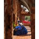 Off Shoulder Ruffled Navy Blue Quinceanera Dresses V Neck 15 Dress