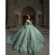 Off Shoulder Sage Green Quinceanera Dresses 15 Dress With 3D Flowers