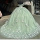 Off Shoulder Sage Green Quinceanera Dresses Sweetheart Neck 15 Dress