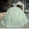 Off Shoulder Sage Green Quinceanera Dresses Sweetheart Neck 15 Dress