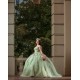 Off Shoulder Sage Green Quinceanera Dresses With 3D Flowers