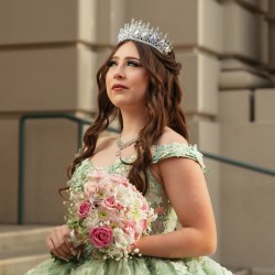 Off Shoulder Sage Green Quinceanera Dresses With 3D Flowers