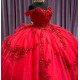 Off Shoulder Sequin Red Quince Dresses Sequin Sweetheart Neckline 15 Dress