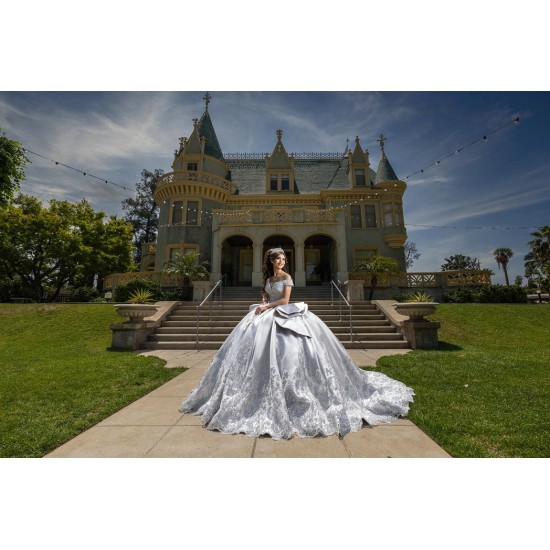 Off Shoulder Silver Quinceanera Dresses Lace Appliques Sweetheart Neck 15 Dress