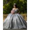 Off Shoulder Silver Quinceanera Dresses Lace Appliques Sweetheart Neck 15 Dress