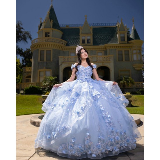 Off Shoulder Sky Blue Quinceanera Dress 2024 Ball Gown Princess Dresses