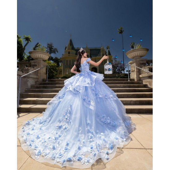 Off Shoulder Sky Blue Quinceanera Dress 2024 Ball Gown Princess Dresses