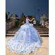 Off Shoulder Sky Blue Quinceanera Dress 2024 Ball Gown Princess Dresses