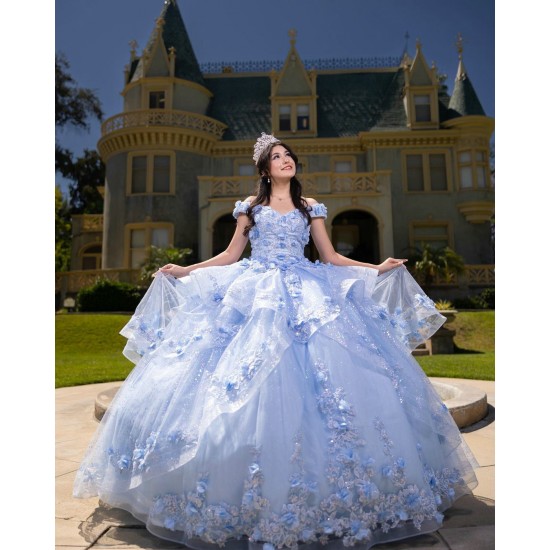 Off Shoulder Sky Blue Quinceanera Dress 2024 Ball Gown Princess Dresses