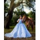 Off Shoulder Sky Blue Quinceanera Dress 2024 Sweet 15 Gowns