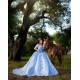 Off Shoulder Sky Blue Quinceanera Dress 2024 Sweet 15 Gowns