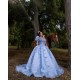 Off Shoulder Sky Blue Quinceanera Dress 2024 Sweet 15 Gowns