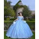 Off Shoulder Sky Blue Quinceanera Dress Sweetheart Neck 15 Dresses