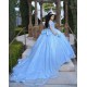 Off Shoulder Sky Blue Quinceanera Dress Sweetheart Neck 15 Dresses