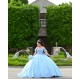 Off Shoulder Sky Blue Quinceanera Dress Sweetheart Neck 15 Dresses