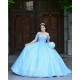 Off Shoulder Sky Blue Quinceanera Dress Sweetheart Neck 15 Dresses