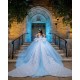 Off Shoulder Sky Blue Quinceanera Dress Sweetheart Princess Dresses With Bow