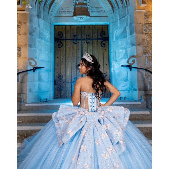 Off Shoulder Sky Blue Quinceanera Dress Sweetheart Princess Dresses With Bow