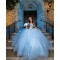 Off Shoulder Sky Blue Quinceanera Dress Sweetheart Princess Dresses With Bow