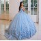 Off Shoulder Sky Blue Quinceanera Dress Vestidos De 15 Anos With 3D Flowers