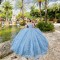 Off Shoulder Sky Blue Quinceanera Dress Vestidos De 15 Anos With Bow