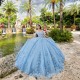 Off Shoulder Sky Blue Quinceanera Dress Vestidos De 15 Anos With Bow