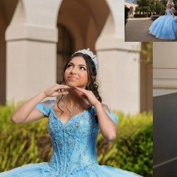 Off Shoulder Sky Blue Quinceanera Dresses Lace Appliques V Neck 15 Dress