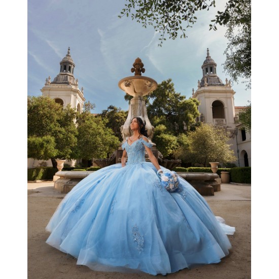 Off Shoulder Sky Blue Quinceanera Dresses Lace Appliques V Neck 15 Dress