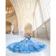 Off Shoulder Sky Blue Quinceanera Dresses Pearl Sweetheart Neck 15 Dress With 3D Flowers