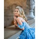 Off Shoulder Sky Blue Quinceanera Dresses Pearl Sweetheart Neck 15 Dress With 3D Flowers