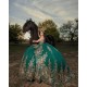 Off Shoulder Sweet 15 Gowns Emerald Green Quinceanera Dress