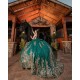 Off Shoulder Sweet 15 Gowns Emerald Green Quinceanera Dress