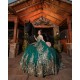 Off Shoulder Sweet 15 Gowns Emerald Green Quinceanera Dress