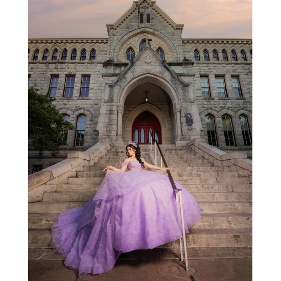 Off Shoulder Sweet 15 Gowns Lilac Quince Dress With Bow