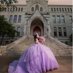 Off Shoulder Sweet 15 Gowns Lilac Quince Dress With Bow