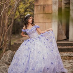 Off Shoulder Sweet 15 Gowns Lilac Quinceanera Dress Princess Dresses