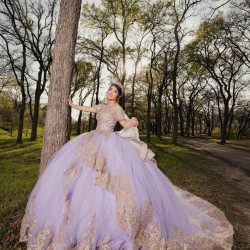 Off Shoulder Sweet 15 Gowns Lilac Quinceanera Dress With Bow