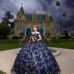 Off Shoulder Sweet 15 Gowns Navy Blue Quinceanera Dress 2024 Princess Dresses