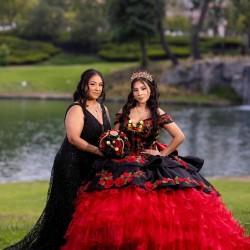 Off Shoulder Sweet 15 Gowns Red On Black Quinceanera Dress Princess Dresses