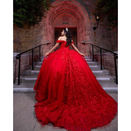 Off Shoulder Sweet 15 Gowns Red Quinceanera Dress Princess Dresses