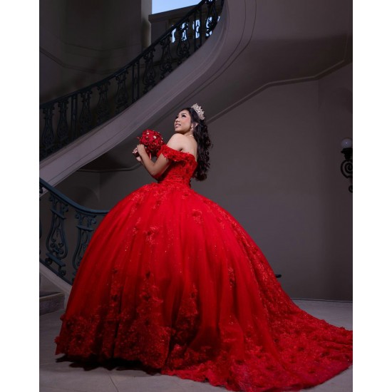 Off Shoulder Sweet 15 Gowns Red Quinceanera Dress Princess Dresses