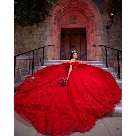 Off Shoulder Sweet 15 Gowns Red Quinceanera Dress Princess Dresses