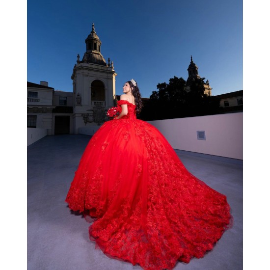 Off Shoulder Sweet 15 Gowns Red Quinceanera Dress Princess Dresses