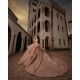 Off Shoulder Sweet 15 Gowns Rose Gold Quinceanera Dress With 3D Flowers