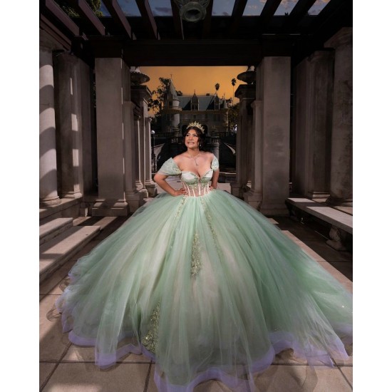 Off Shoulder Sweet 15 Gowns Sage Green Quinceanera Dress 2024 Princess Dresses